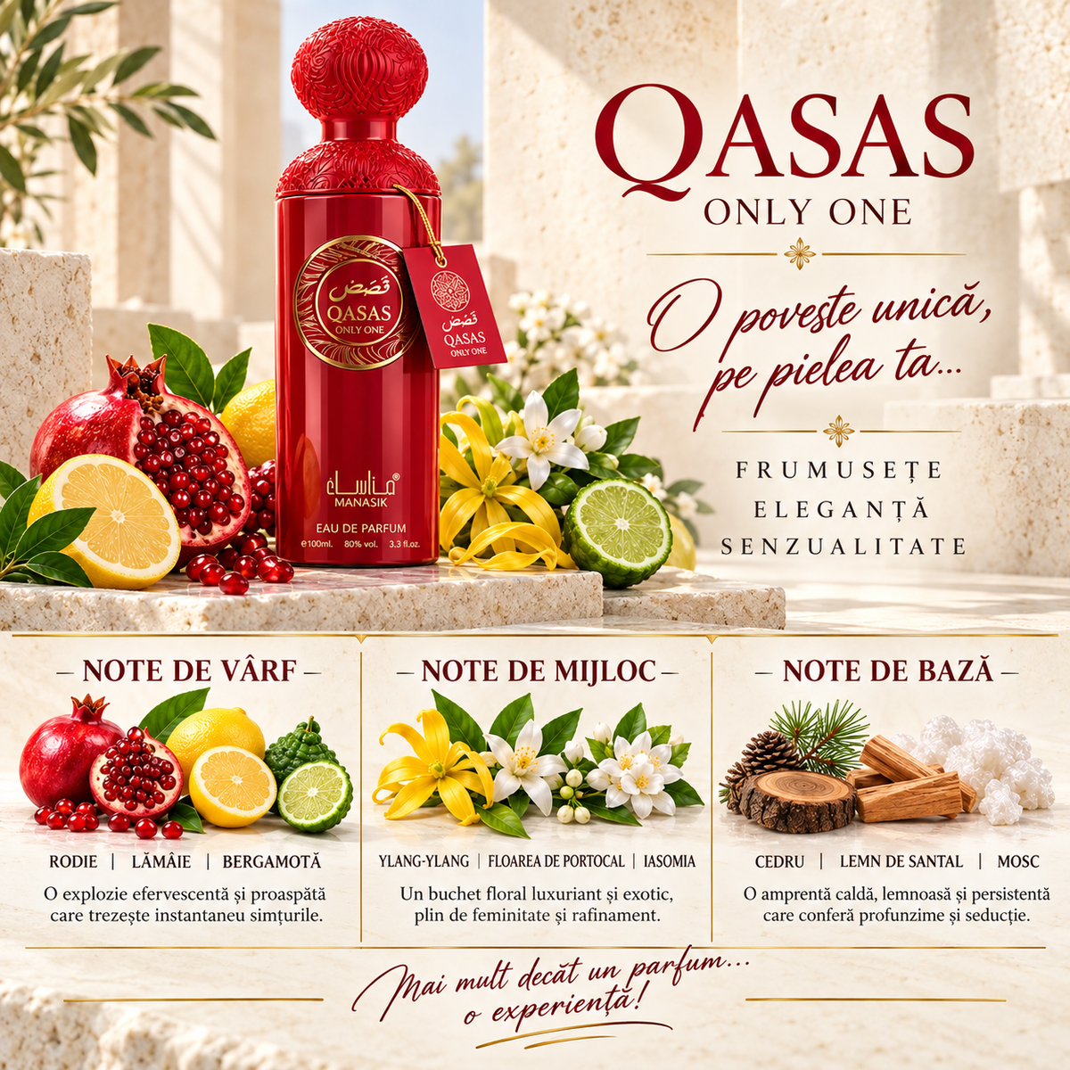 Qasas Only One Eau de Parfum 100 ml – Apă de Parfum cu Caracter Oriental și Aromă Elegantă
