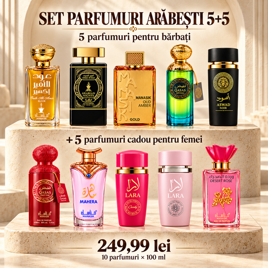 Set 5 parfumuri arăbești pentru bărbați + 5 parfumuri arăbești pentru femei CADOU | 10 × 100 ml