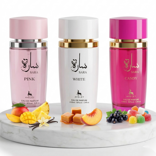 Set Sara Pink, Sara White și Sara Candy, 3 × 100 ml